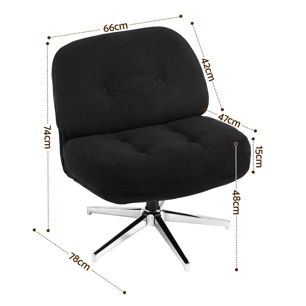 Artiss Swivel Chair Nursing Armchair Lounge Corduroy Steel Star Base Black
