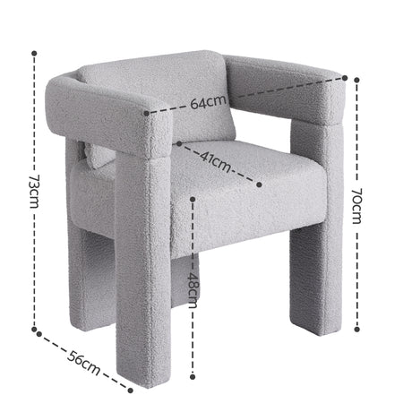 Artiss Armchair Accent Chair Lounge Sofa Couch Boucle Fabric Grey