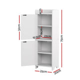Artiss Bathroom Storage Cabinet 2-Tier Slim Toilet Organizer Adjustable White