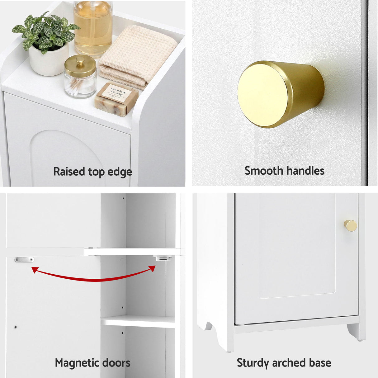 Artiss Bathroom Storage Cabinet 2-Tier Slim Toilet Organizer Adjustable White