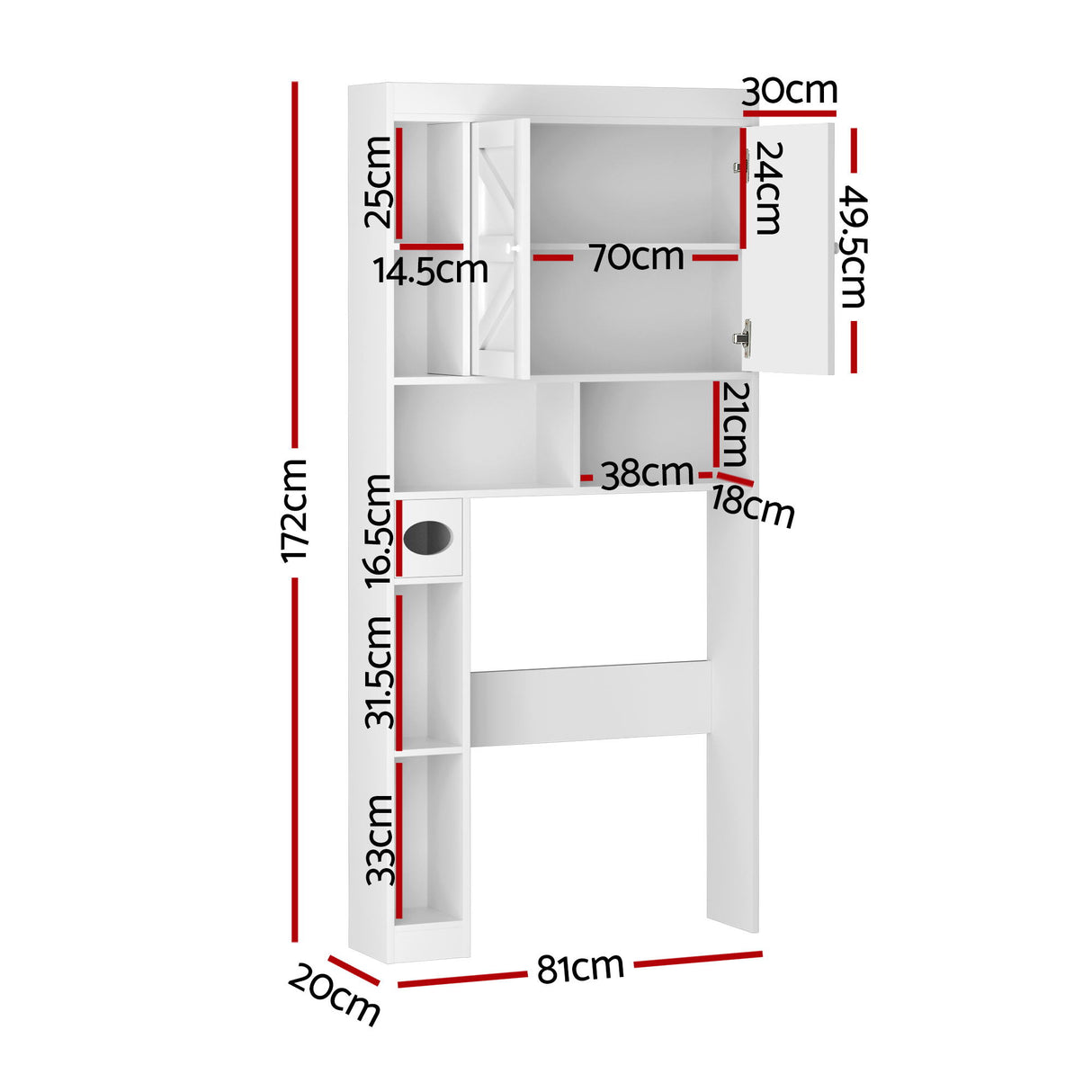 Artiss Bathroom Storage Cabinet Over The Toilet Organiser Laundry Shelf Holder