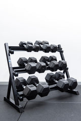 6 Pairs Hex Dumbbells PLUS Dumbbell Rack (210 kg | 5kg-30KG | 1.1m 3-tier Rack)