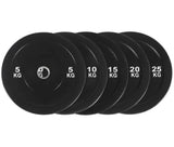 Black Olympic Bumper Plates - 100kg kit PLUS Olympic Barbell (2.2m | 20kg)