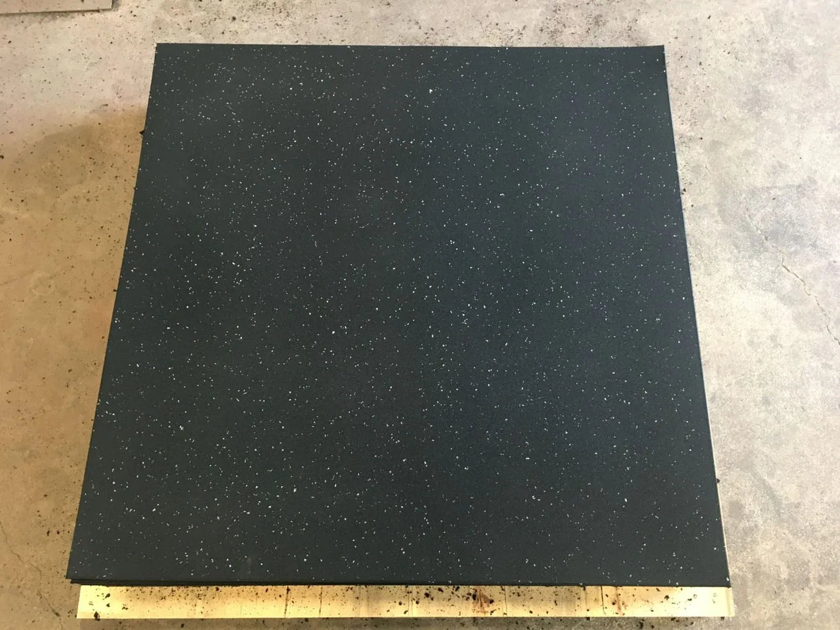 Rubber Gym Mats - Plain Black with White Speckles (15mm x 1m x 1m)