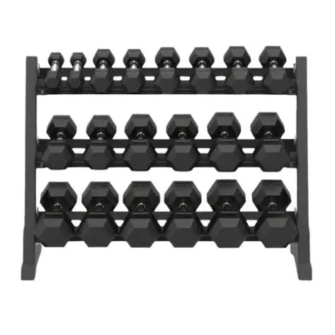 12 Pairs Hex Dumbbells PLUS Dumbbell Rack (390 kg | 2.5kg-30kg | 1.1m 3-tier Rack)