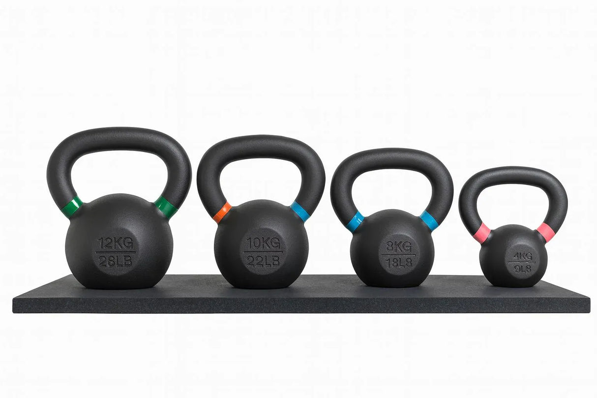 Cast Iron Vinyl Kettlebells (Colour-Marked) 12 Kg
