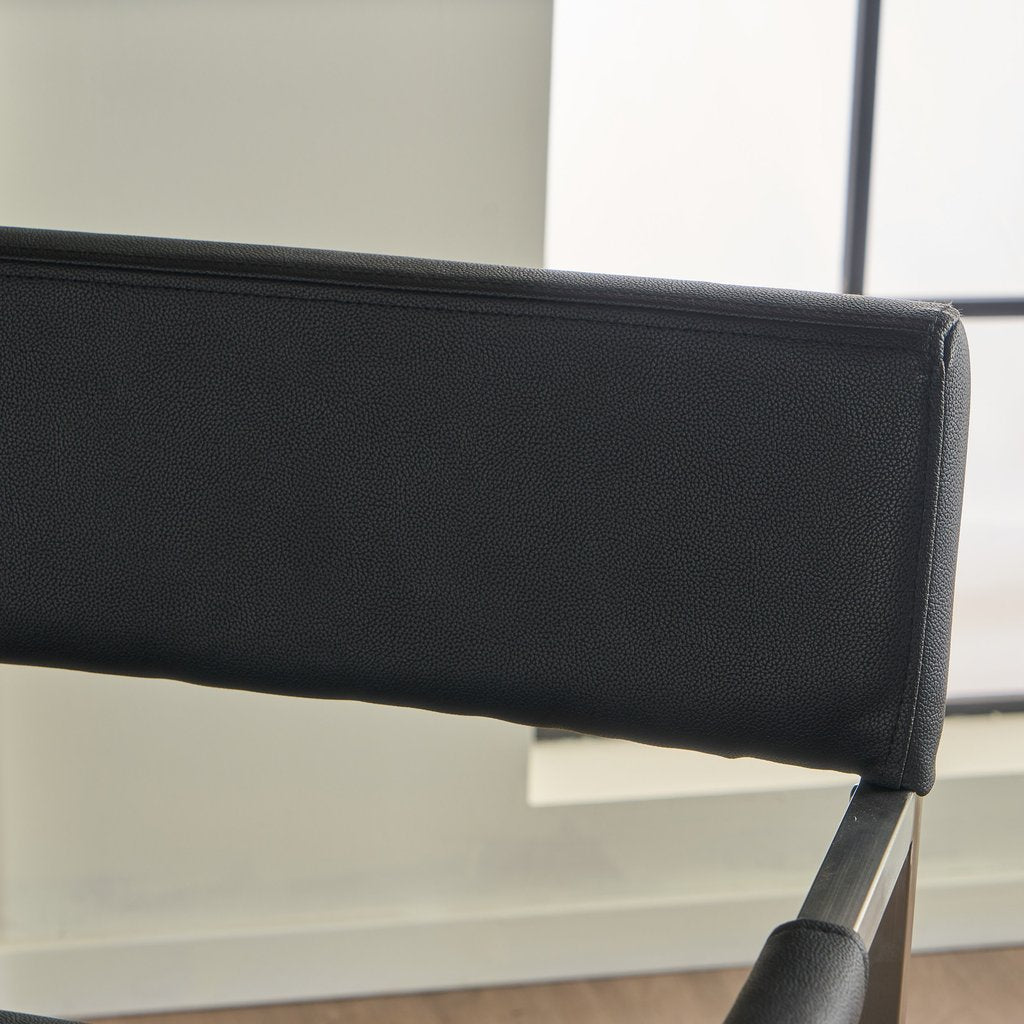 Rocklin Steel & Bonded Leather Director chair Armchair in Black