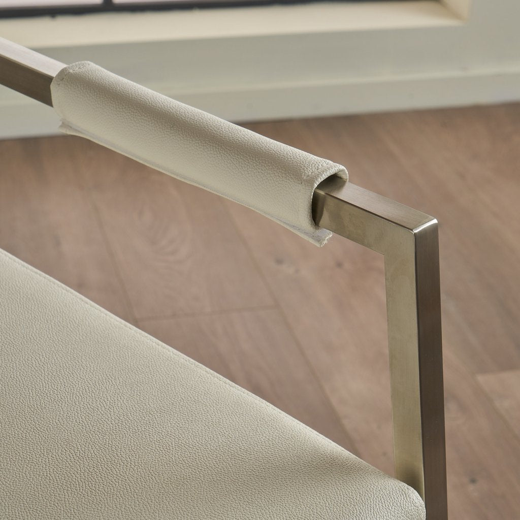 Rocklin Steel & Bonded Leather Director chair Armchair in White