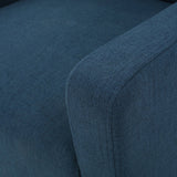 Canberra Linen Fabric Tufted Armchair in Dark Blue