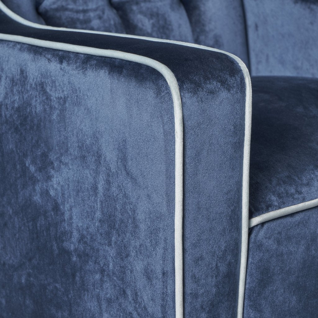 Lara Two Tone Tufted Cobalt New Velvet Club Armchair