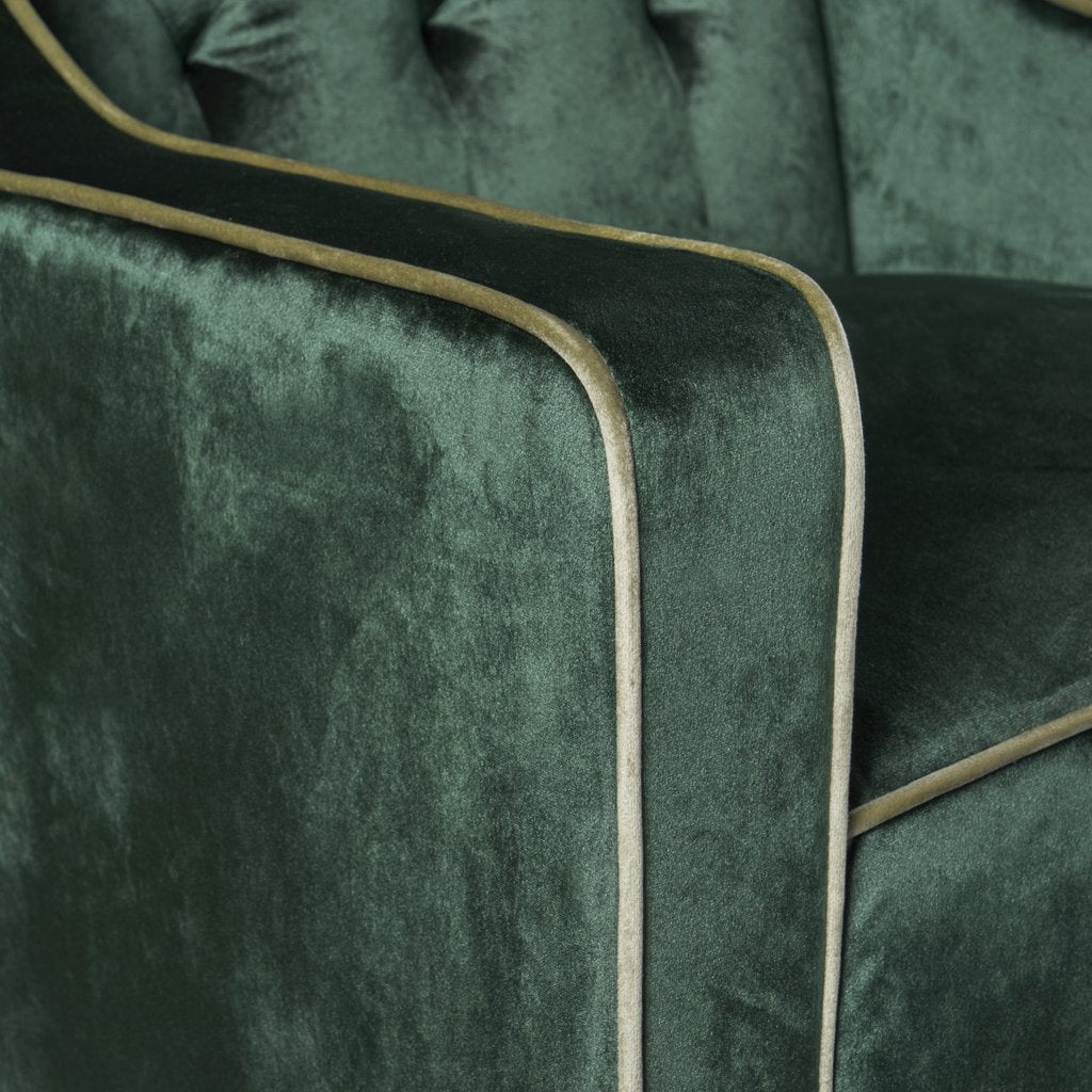 Lara Two Tone Tufted Emerald New Velvet Club Armchair