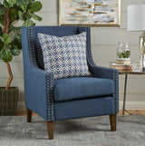 Cecilia Classic Studded Dark Blue Wingback Club Armchair