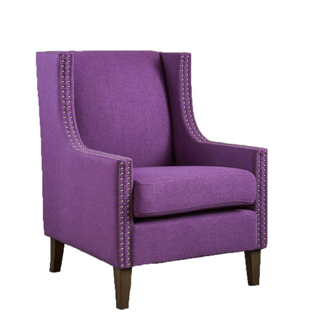 Cecilia Classic Studded Purple Wingback Club Armchair