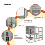 Samland Large Indoor & Outdoor Wooden Cat Enclosure with Sleeping House & Climbing Platforms