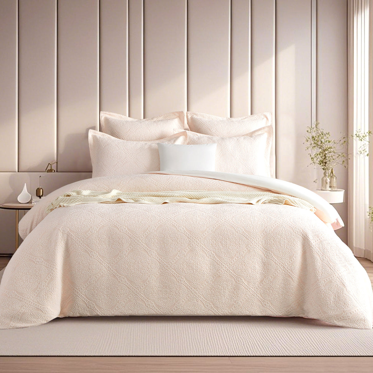 Bella Blush Jacquard King Quilt Cover Set by Renee Taylor