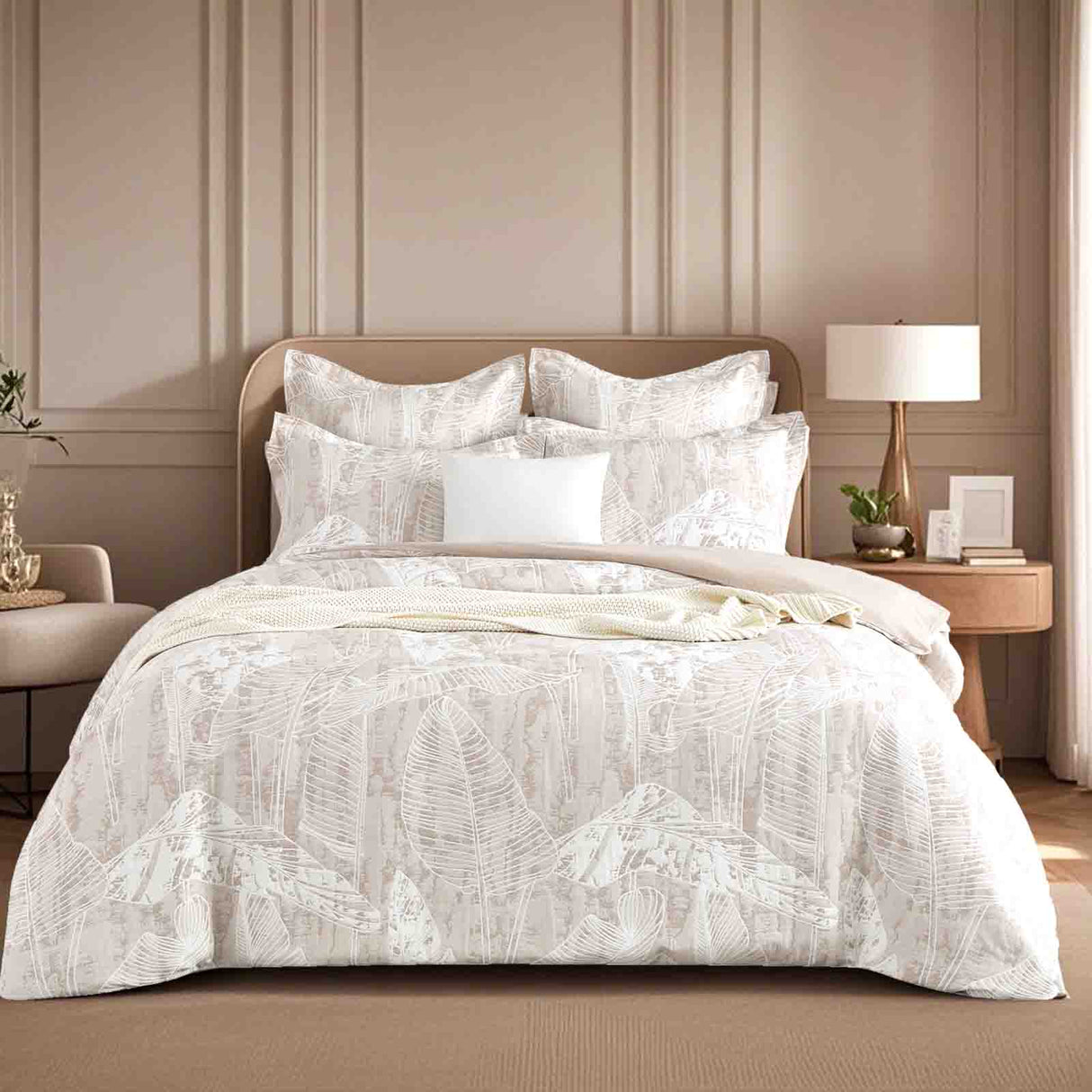 Panache Wood Jacquard Super King Quilt Cover Set by Renee Taylor
