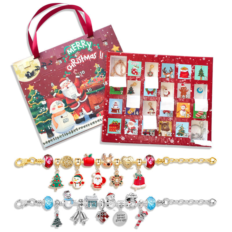 Christmas Advent Calendar 2026 Girls, 24 Days Xmas Countdown Calendar Jewelry Bracelet Set, DIY Bracelets Ornament Christmas Vacation Advent Calendar, Christmas Gift Set for Girls Boys Kids Women