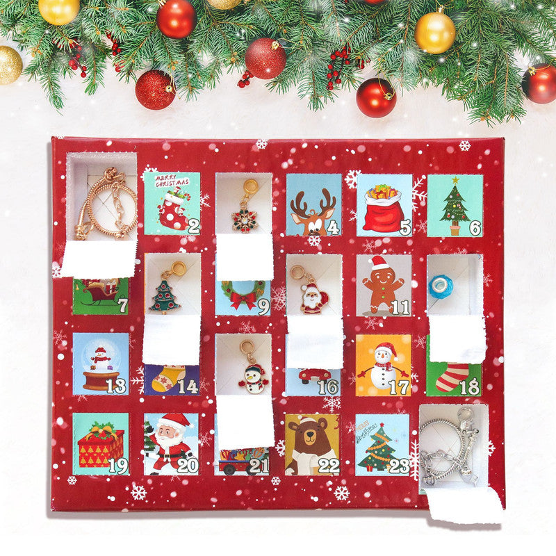 Christmas Advent Calendar 2026 Girls, 24 Days Xmas Countdown Calendar Jewelry Bracelet Set, DIY Bracelets Ornament Christmas Vacation Advent Calendar, Christmas Gift Set for Girls Boys Kids Women
