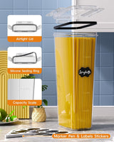 Airtight Food Storage Containers with Lids, 16 PCS Kitchen and Pantry Organization Canisters, BPA-Free, PVC-Free, Food-grade Plastic Leak-proof Jars for Cereal, Flour, Sugar, Extra 16 Labels & Marker