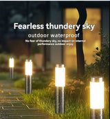 solar lawn lights, stainless steel outdoor lights, 3-LED garden lights, waterproof outdoor lights, modern outdoor lighting, cylindrical solar lights, Australian outdoor lights - Silver white light - Size 2PCS