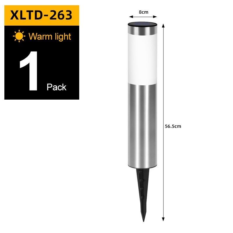 solar lawn lights, stainless steel outdoor lights, 3-LED garden lights, waterproof outdoor lights, modern outdoor lighting, cylindrical solar lights, Australian outdoor lights - Silver white light - Size 2PCS