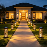 solar garden lights, outdoor waterproof lights, warm white LED pathway lights, automatic dusk to dawn lights, landscape lighting, lawn lights, patio lights, driveway lights, solar stake lights, Australian outdoor lights - Warm light - Size 6PCS