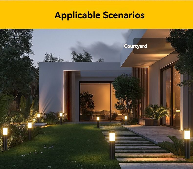 Solar Lawn Lights Stainless Steel Outdoor Lights 3-LED Garden Lights Waterproof - Black with white light - Size 2PCS