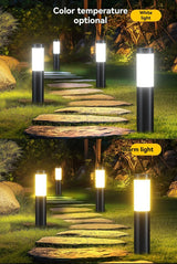 Solar Lawn Lights Stainless Steel Outdoor Lights 3-LED Garden Lights Waterproof - Black with white light - Size 2PCS