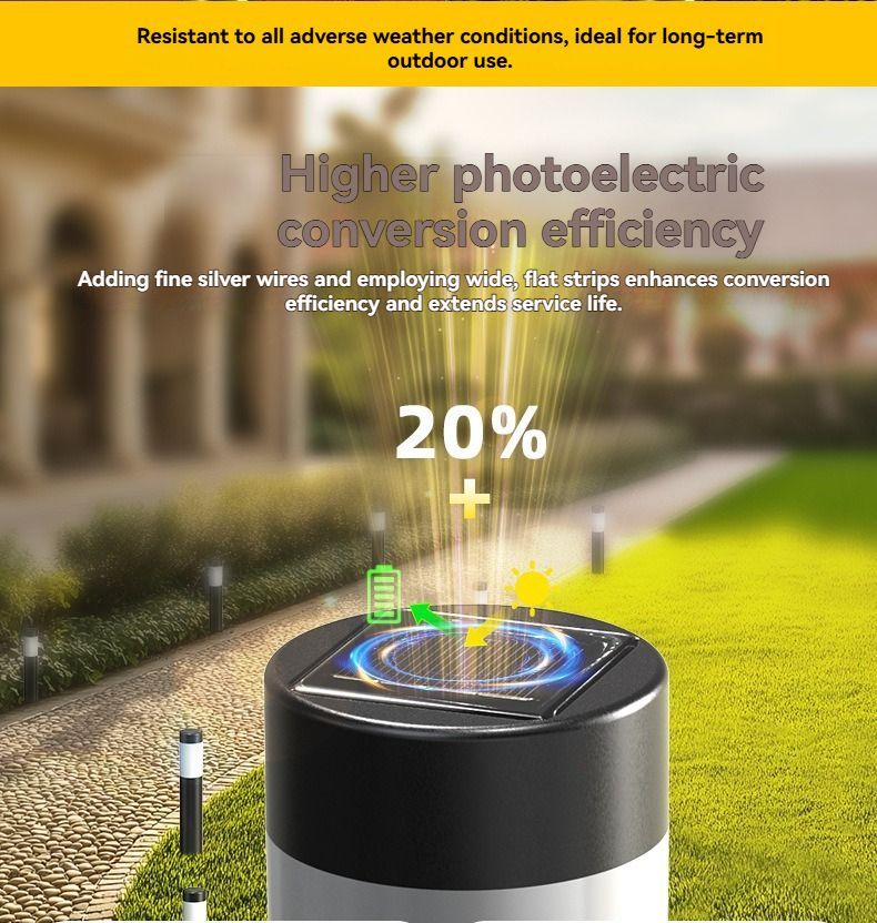 Solar Lawn Lights Stainless Steel Outdoor Lights 3-LED Garden Lights Waterproof - Silver - toned warm light - Size 2PCS