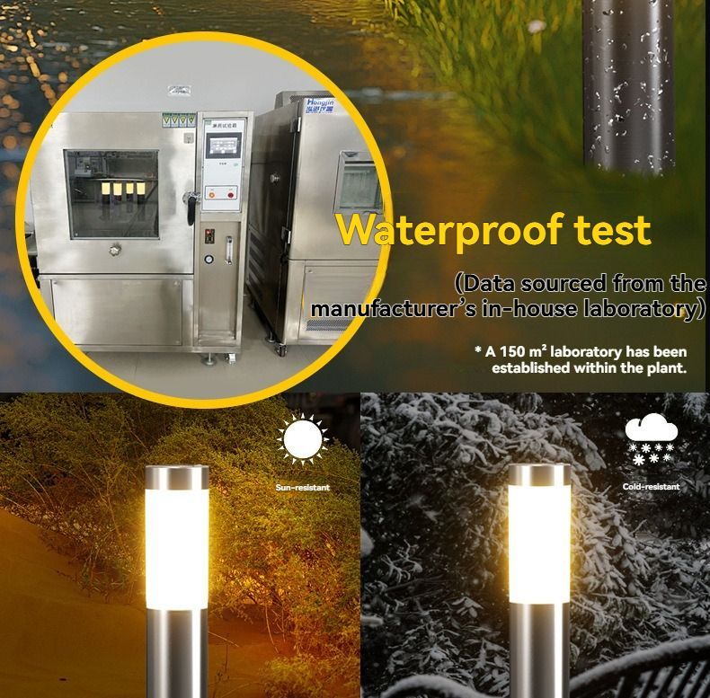Solar Lawn Lights Stainless Steel Outdoor Lights 3-LED Garden Lights Waterproof - Silver - toned warm light - Size 2PCS