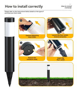 Solar Lawn Lights Stainless Steel Outdoor Lights 3-LED Garden Lights Waterproof - Silver white light - Size 1PCS