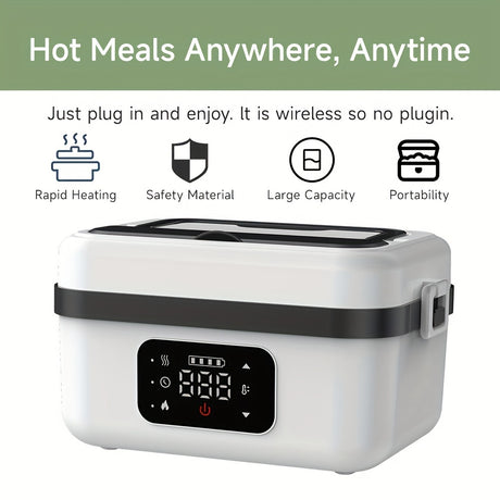 Electric Heating Insulated Lunch Box | 304 Stainless Steel Portable Insulated Storage Container, Suitable for Office, Camping, Picnics | Compact Insulated Food Container with Charging Function, No Water Needed(black)