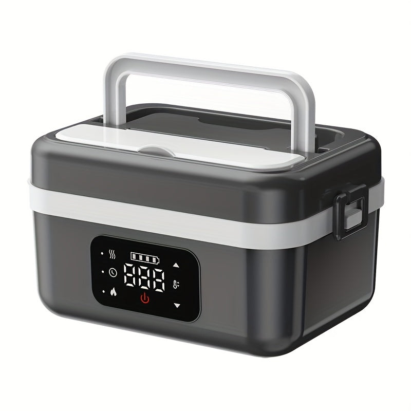 Electric Heating Insulated Lunch Box | 304 Stainless Steel Portable Insulated Storage Container, Suitable for Office, Camping, Picnics | Compact Insulated Food Container with Charging Function, No Water Needed(black)