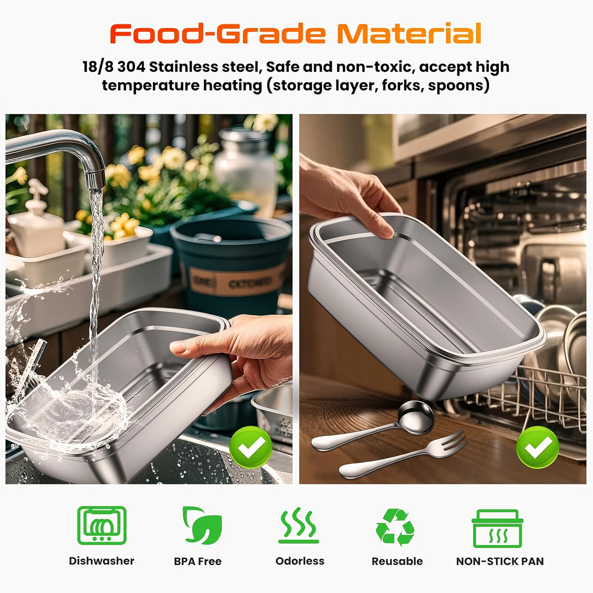 Electric Heating Insulated Lunch Box | 304 Stainless Steel Portable Insulated Storage Container, Suitable for Office, Camping, Picnics | Compact Insulated Food Container with Charging Function, No Water Needed(white)