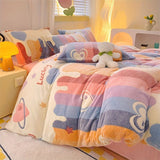 Lucky Heart-Shaped Bedding Set 3-Piece Bedding Heart Pattern Bedding Soft - Love - themed powder - Size 150*200cm