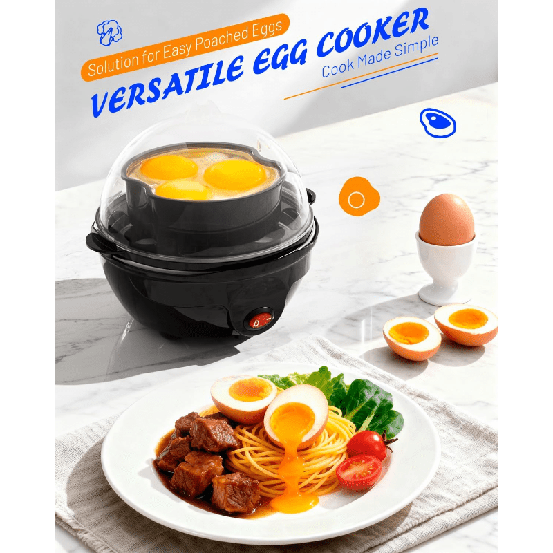 Electric steamed egg cooker | One-touch operation, quick and easy to prevent mistakes, easy to clean, black - PVC material, 220V- 240V power supply, Australian plug