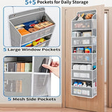 Storage Marvel in Black & Gray — 3-Tier Over-the-Door Organizer with 3 Large Pockets. Sturdy and Anti-Tip Design for Strong Load-Bearing. A Neat Solution for Bedroom, Bathroom & Storage Room.(BLACK)