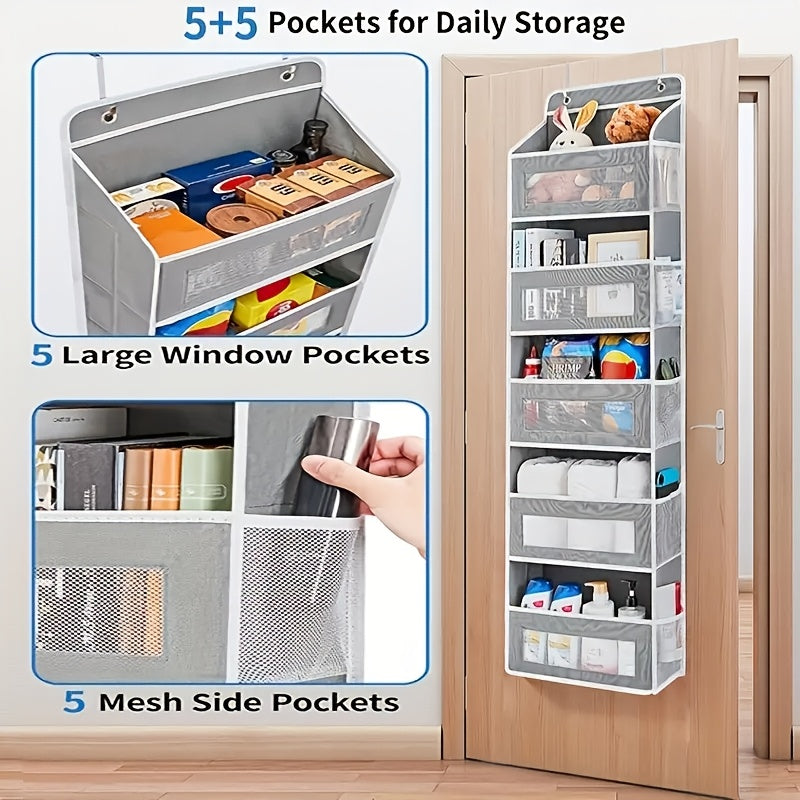 Storage Marvel in Black & Gray — 3-Tier Over-the-Door Organizer with 3 Large Pockets. Sturdy and Anti-Tip Design for Strong Load-Bearing. A Neat Solution for Bedroom, Bathroom & Storage Room.(BLACK)