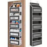 Storage Marvel in Black & Gray — 3-Tier Over-the-Door Organizer with 3 Large Pockets. Sturdy and Anti-Tip Design for Strong Load-Bearing. A Neat Solution for Bedroom, Bathroom & Storage Room.(BLACK)