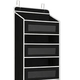 Storage Marvel in Black & Gray — 3-Tier Over-the-Door Organizer with 3 Large Pockets. Sturdy and Anti-Tip Design for Strong Load-Bearing. A Neat Solution for Bedroom, Bathroom & Storage Room.(GREY))
