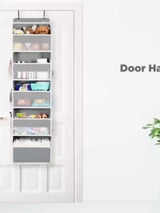 Storage Marvel in Black & Gray — 5-Tier Over-the-Door Organizer with 5 Large Pockets. Sturdy and Anti-Tip Design for Strong Load-Bearing. A Neat Solution for Bedroom, Bathroom & Storage Room.（BLACK）