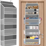 Storage Marvel in Black & Gray — 5-Tier Over-the-Door Organizer with 5 Large Pockets. Sturdy and Anti-Tip Design for Strong Load-Bearing. A Neat Solution for Bedroom, Bathroom & Storage Room.（BLACK）