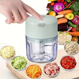 GREEN Mini Electric Garlic Chopper, Meat Grinder, and Vegetable Chopper, USB Rechargeable Mini Food Blender, Efficient Small Food Processor, Suitable for Ginger, Chili, Fruits, and Meat