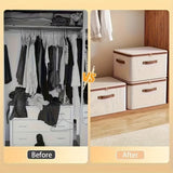 25L Double Zipper Storage Box with Faux Leather Handles | Large Capacity Lidded Basket, Perfect for Storing Clothes, Bedding, and Moving — Ideal for Bedrooms, Dorms, Studies, Wardrobes, Laundry Baskets, Shelf Bins, and Storage Racks.