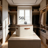 42L Double Zipper Storage Box with Faux Leather Handles | Large Capacity Lidded Basket, Perfect for Storing Clothes, Bedding, and Moving — Ideal for Bedrooms, Dorms, Studies, Wardrobes, Laundry Baskets, Shelf Bins, and Storage Racks.