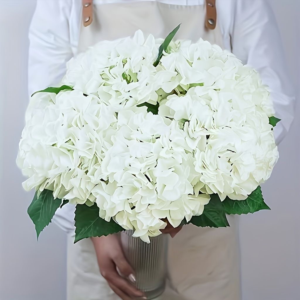 White Green Artificial Hydrangea White Hydrangea 18-Inch Flowers Real-Touch Flowers Wedding