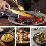 western cutlery set, steak knife and fork set, stainless steel cutlery, gift set for dining, 16-piece cutlery, Australian dining, steak knives Australia, premium cutlery set, gift for couples, housewarming gift - Gold - Size 16 -piece set