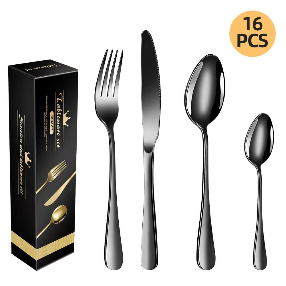 western cutlery set, steak knife and fork set, stainless steel cutlery, gift set for dining, 16-piece cutlery, Australian dining, steak knives Australia, premium cutlery set, gift for couples, housewarming gift - Rose gold - Size 16 -piece set