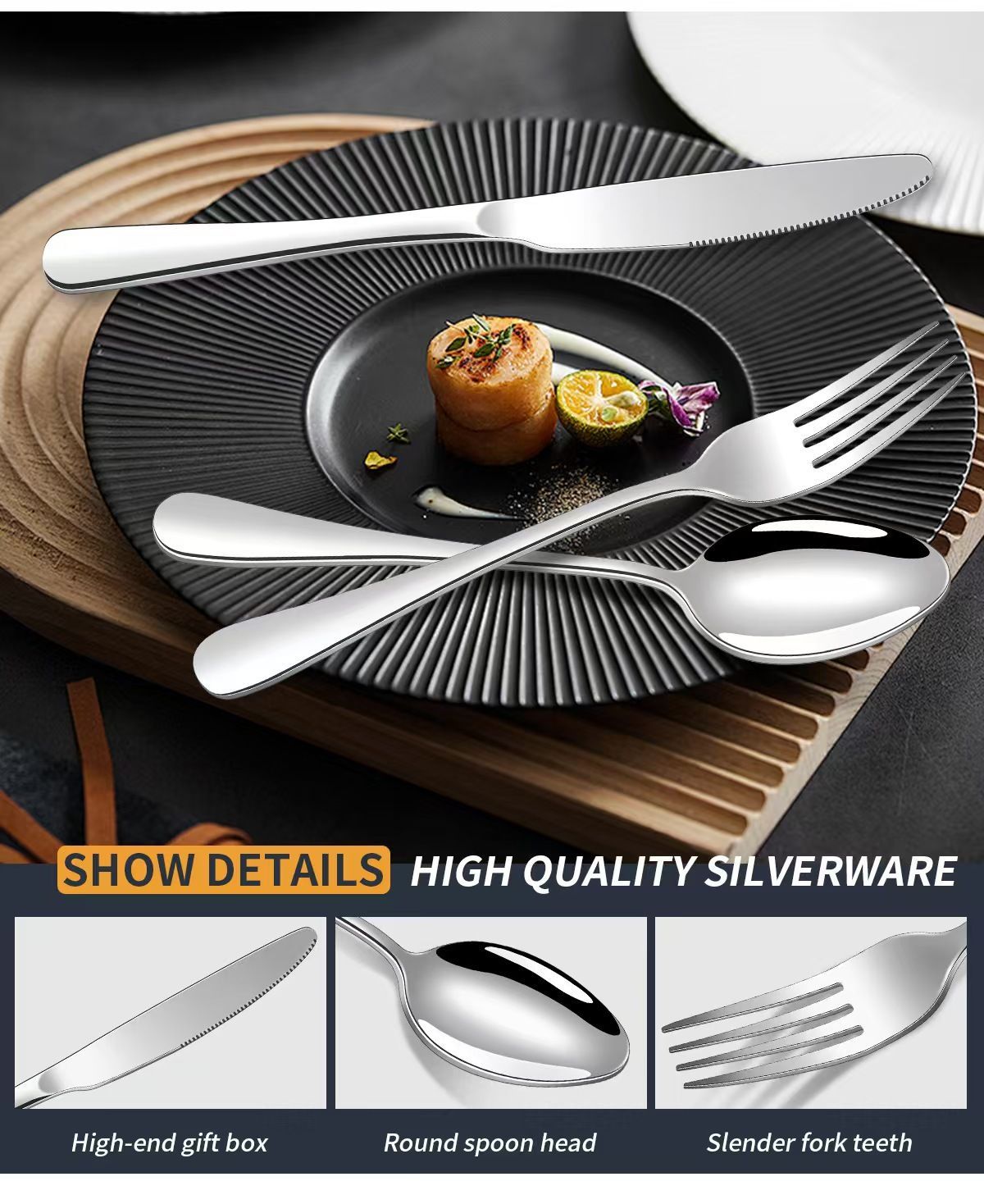 western cutlery set, steak knife and fork set, stainless steel cutlery, gift set for dining, 16-piece cutlery, Australian dining, steak knives Australia, premium cutlery set, gift for couples, housewarming gift - Rose gold - Size 16 -piece set