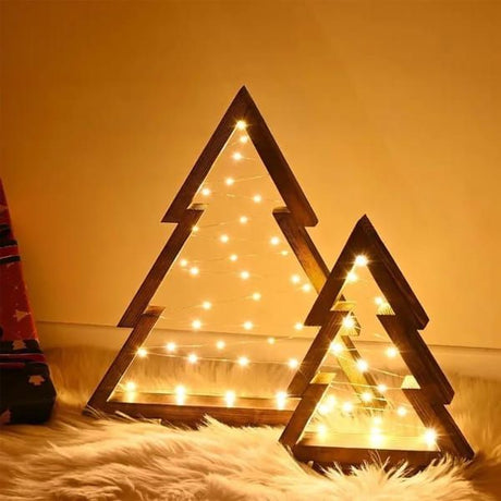 Wooden Christmas Trees Table-Top Christmas Decorations Christmas Tree With - Wood color - Size 01